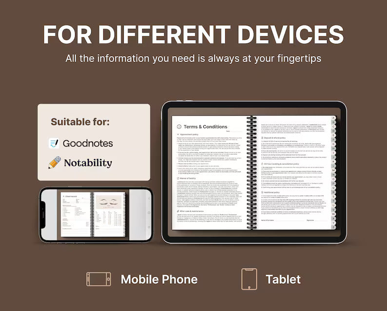 Digital Eyelash Extension Client Record Book with Hyperlinks | Compatible with Notability & GoodNotes + Canva and Figma | For Eyelash Artist