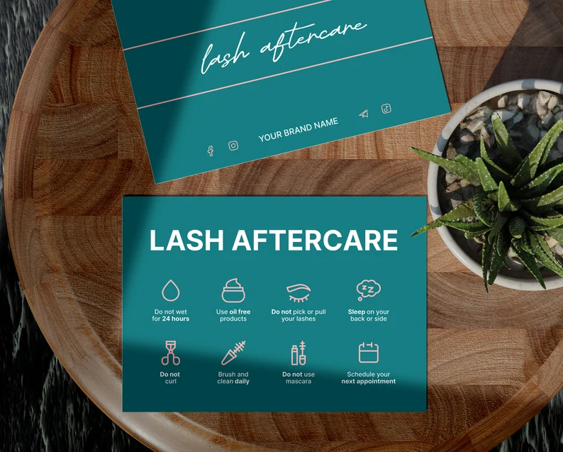 Lash Extensions Aftercare Card Templates | Easy to Edit & Print Canva and Figma Digital Files |For Customer-Orientated Lash Artist and Salon