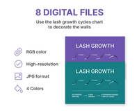 Lash Extension Growth Cycle Chart - 4 colors Easy to Print Digital JPEG and PNG Files | Growth Cycle Infographic for Eyelash Artist & Salon