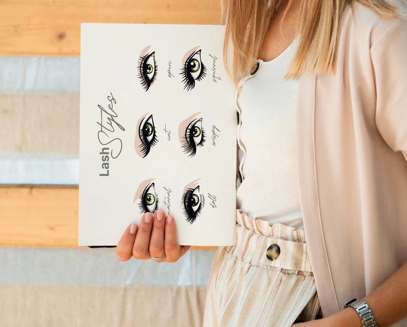 Eyelash Extension Style Chart | Ready to Print Digital JPEG Files | Esthetician Lash Artist Branding | Wall Art for Eyelash Salon Décor