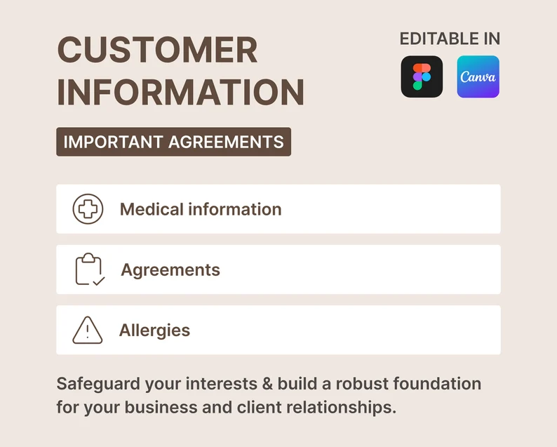 Eyelash Extensions Client Intake and Consent Form | Easy to Edit & Print Canva and Figma Digital Files | For Lash Artist and Salon